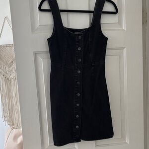 Urban Outfitters Black Button-Front Denim Mini Dress